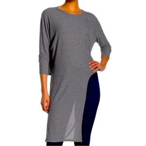 ASTR The Label Marl Gray Long Sleeve Side Tie Ribbed Sweater Top